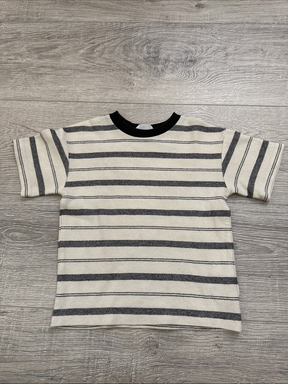 H&M Kids Cream & Black Striped Short Sleeve Tee